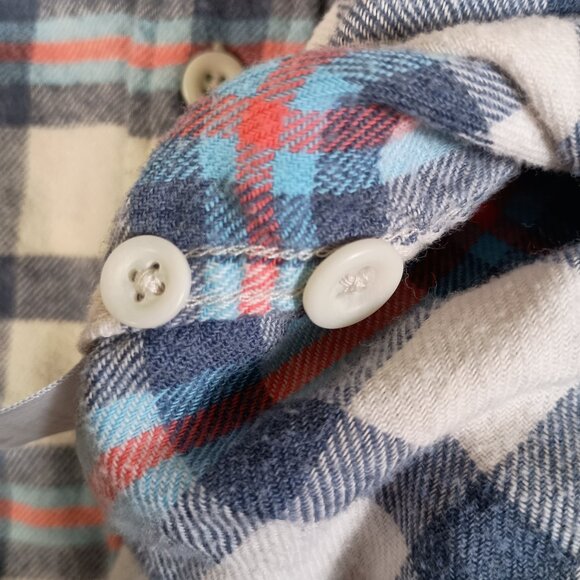 Faherty Men's L Multicolor Plaid Flannel Double Chest Pocket Lumberjack Shirt - Picture 6 of 8